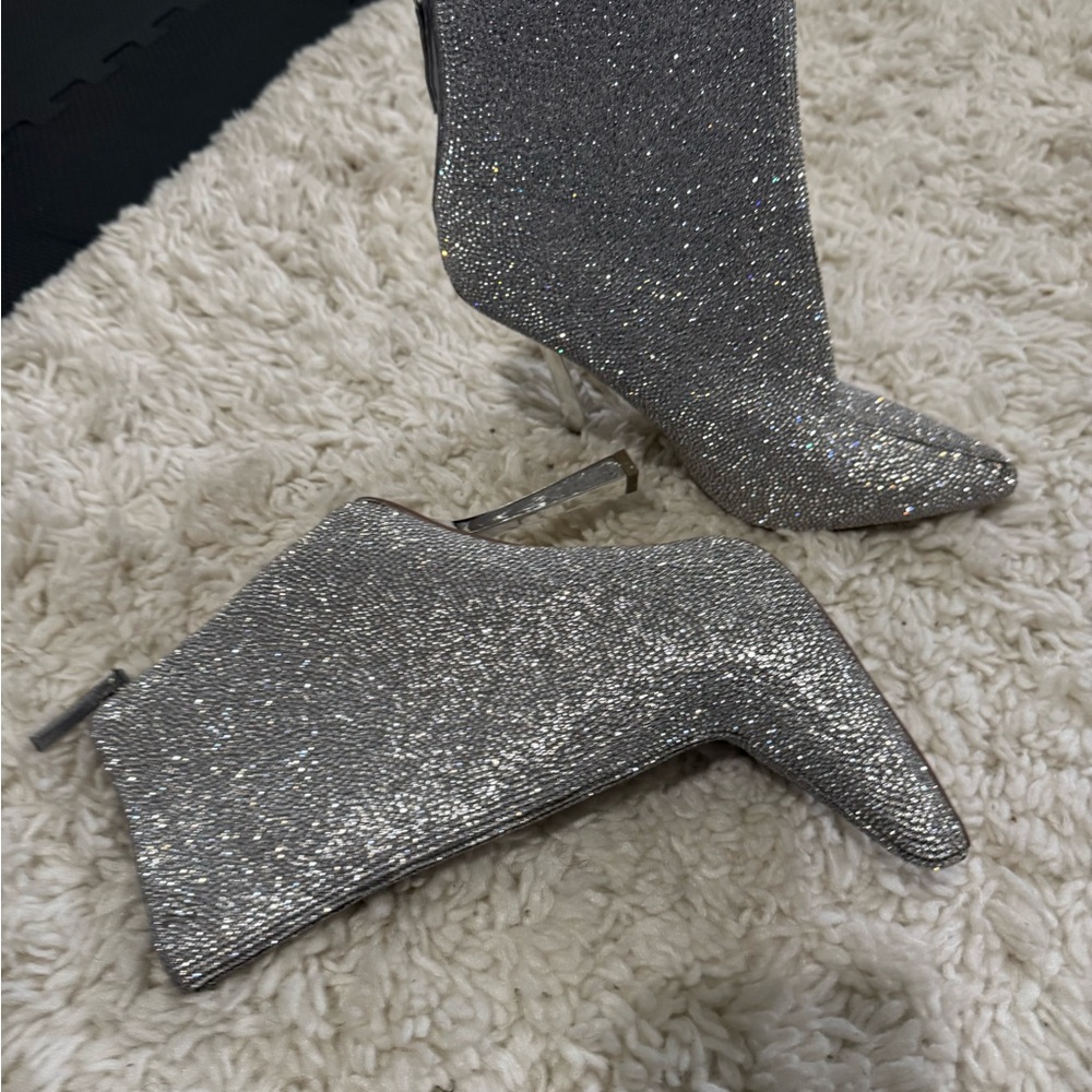 Steve Madden Silver Sparkle Heeled Boots